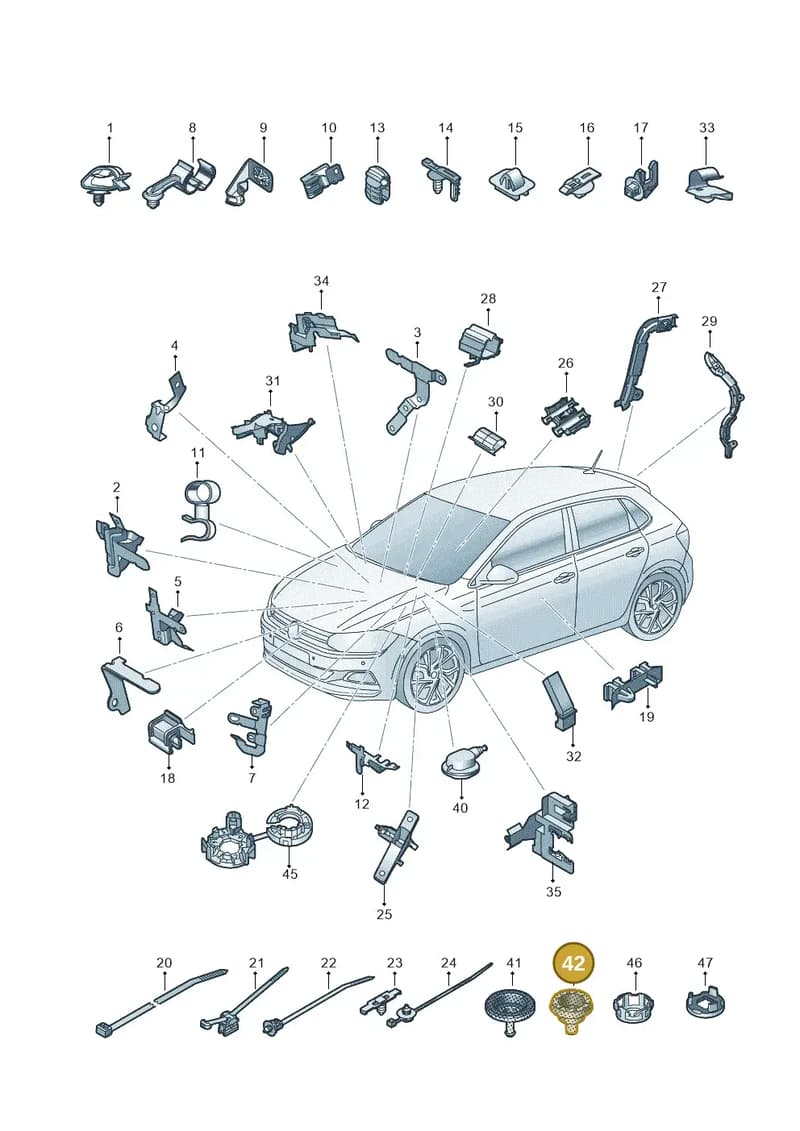1K0971908E — Volkswagen Polo (2017-2025) diagram 837971820, position 42