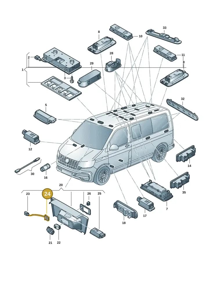 1K0972703 — Volkswagen Caravelle (2019-2024) diagram 7ep947000, position 24
