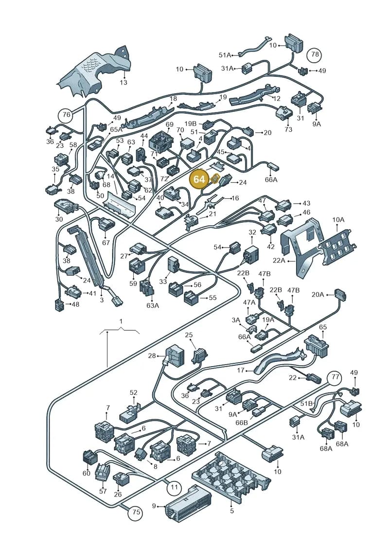 1K0972974 — Volkswagen Touran 2.0 (2010-2015) diagram 409971820, position 64
