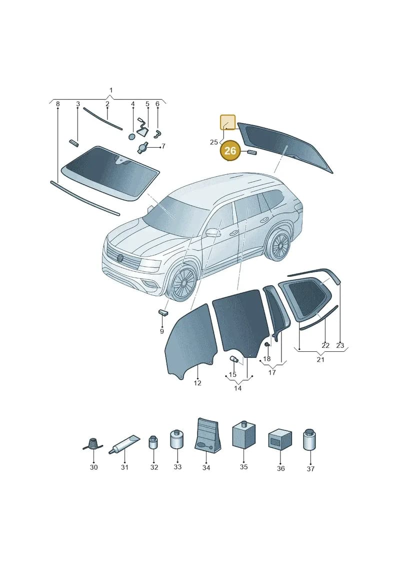 1K6845237 — Volkswagen Teramont (2016-2021) diagram 809845000, position 26