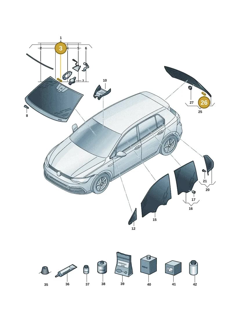 1K6845237 — Volkswagen Golf (2019-2025) diagram 5h0845000, position 3+26