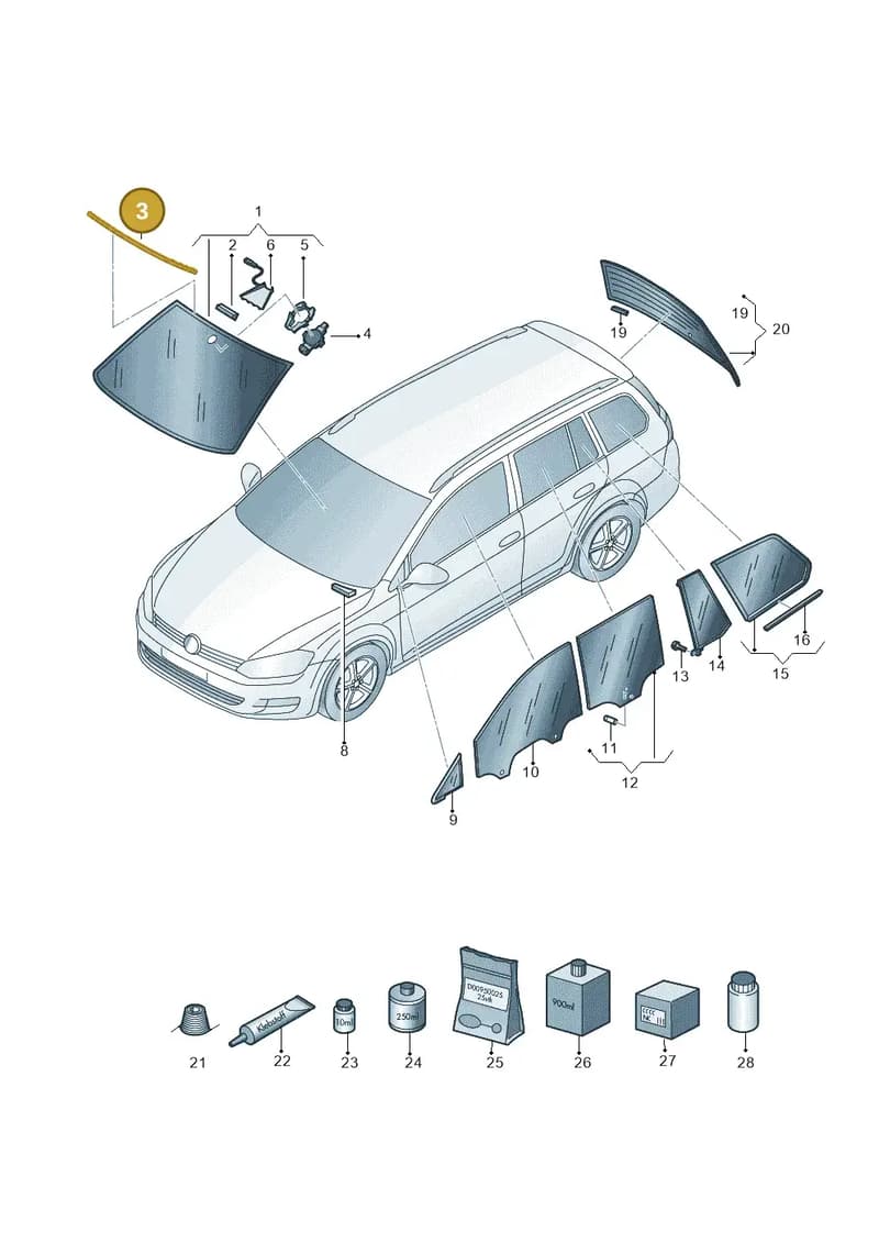 1K8845132 — Volkswagen Golf (2016-2020) diagram 763845000, position 3