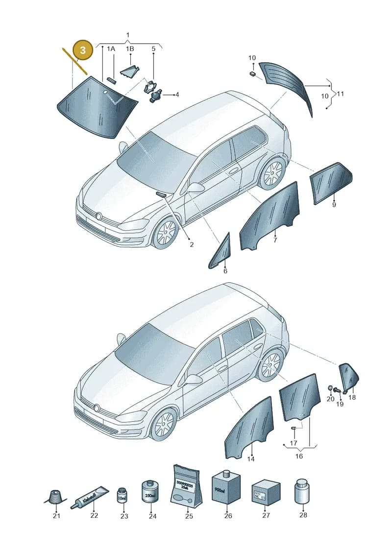 1K8845132 — Volkswagen Golf (2016-2020) diagram 746845000, position 3