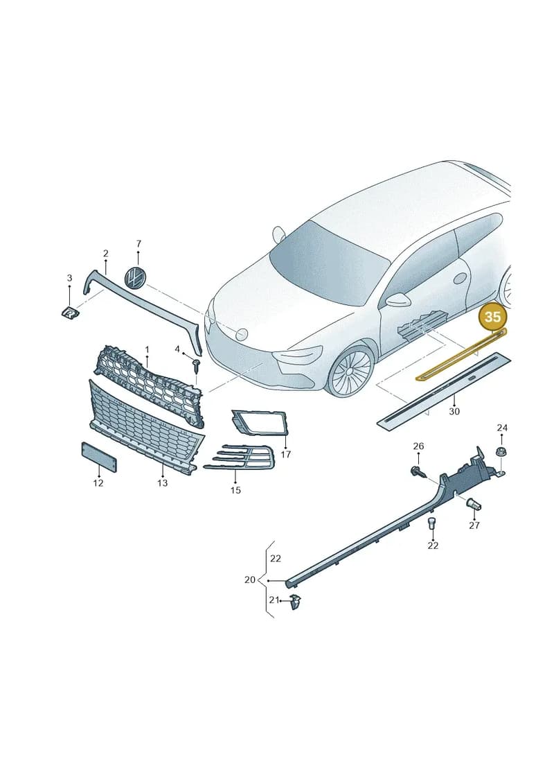 1K8853537DHM2 — Volkswagen Scirocco 2.0 (2014-2017) diagram 786853000, position 35