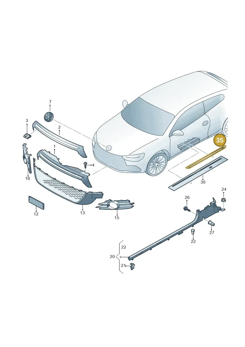 1K8853538DKC8 — Volkswagen Scirocco 2.0 (2008-2014) diagram 651853000, position 35