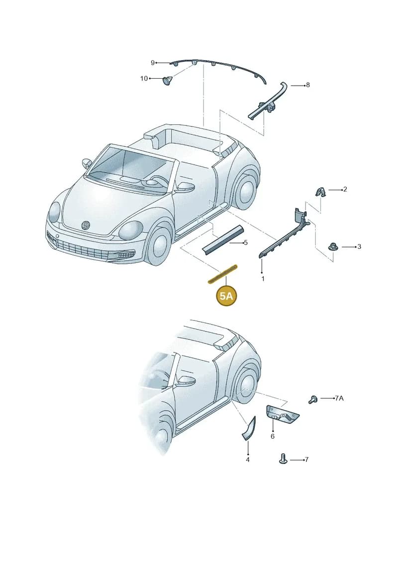 1K8853538DKC8 — Volkswagen Beetle Cabriolet (2016-2019) diagram 716853100, position 5A