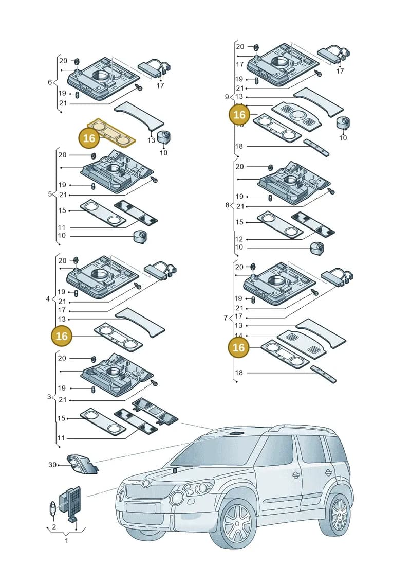 1K8947125AQD — Skoda Yeti (2013-2017) diagram 779947020, position 16