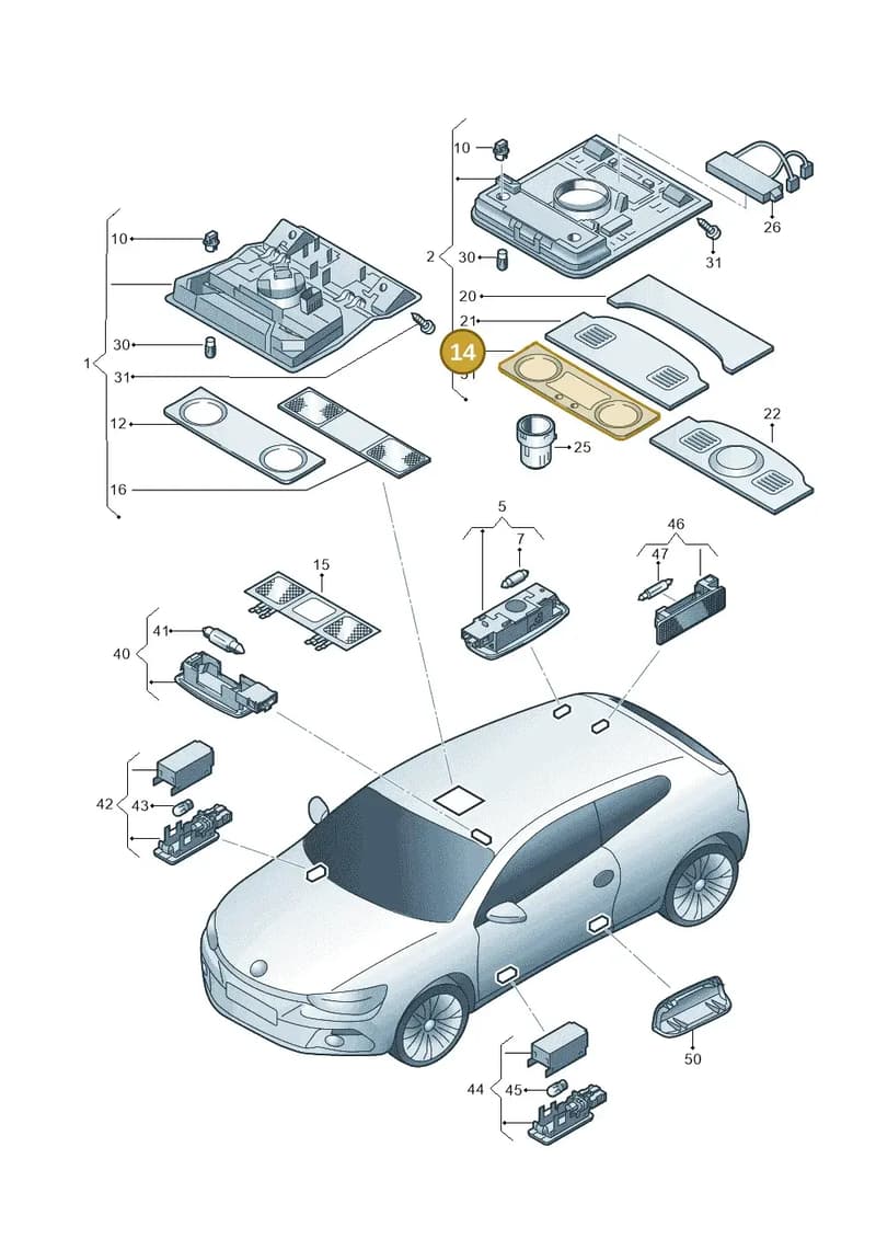 1K8947125ATLL — Volkswagen Scirocco 2.0 (2014-2017) diagram 651947000, position 14