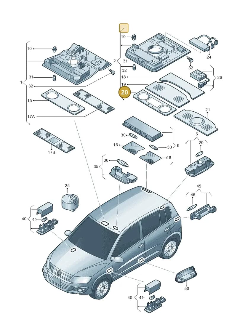 1K8947125ATLL — Volkswagen Tiguan (2011-2018) diagram 719947000, position 20