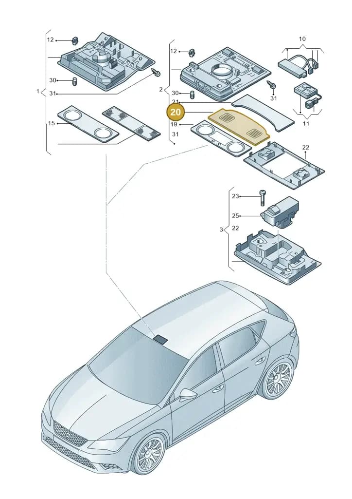 1K8947133FVS9 — SEAT Ateca (2016-) diagram 893947000, position 20