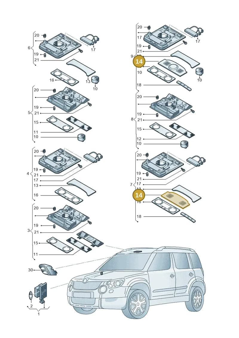 1K8947133JTDZ — Skoda Yeti (2013-2017) diagram 779947020, position 14