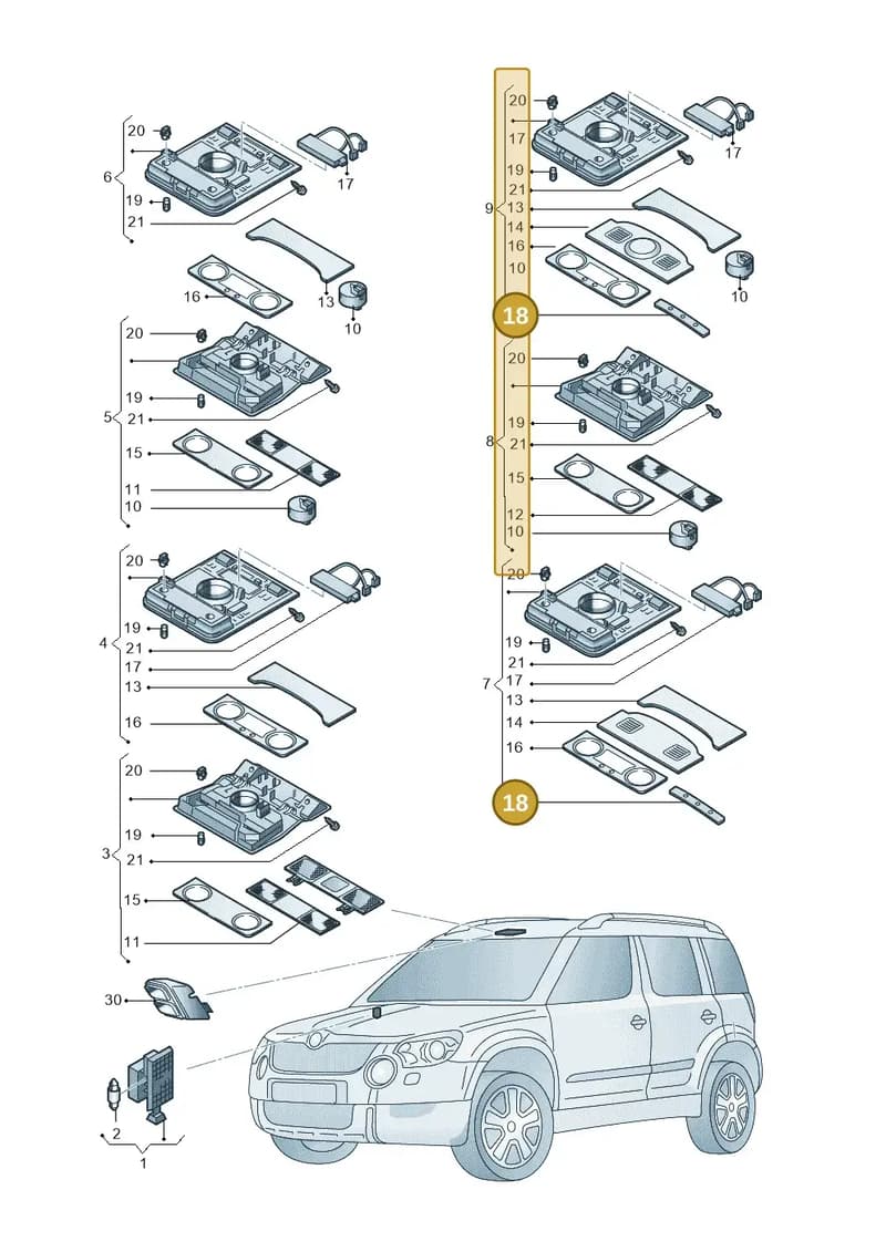 1K8947133WNI — Skoda Yeti (2013-2017) diagram 779947020, position 18