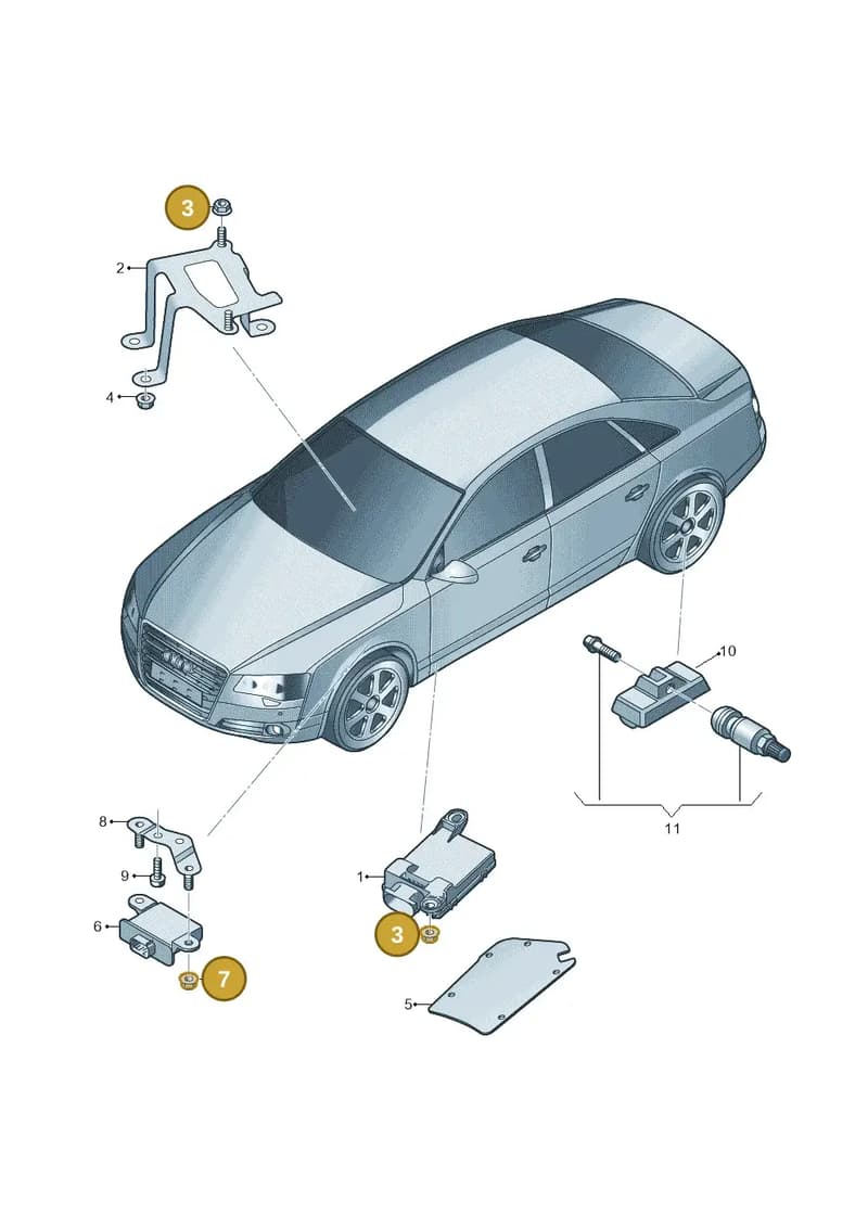 1M6857026 — Audi A8 (2013-2018) diagram 696907600, position 3+7