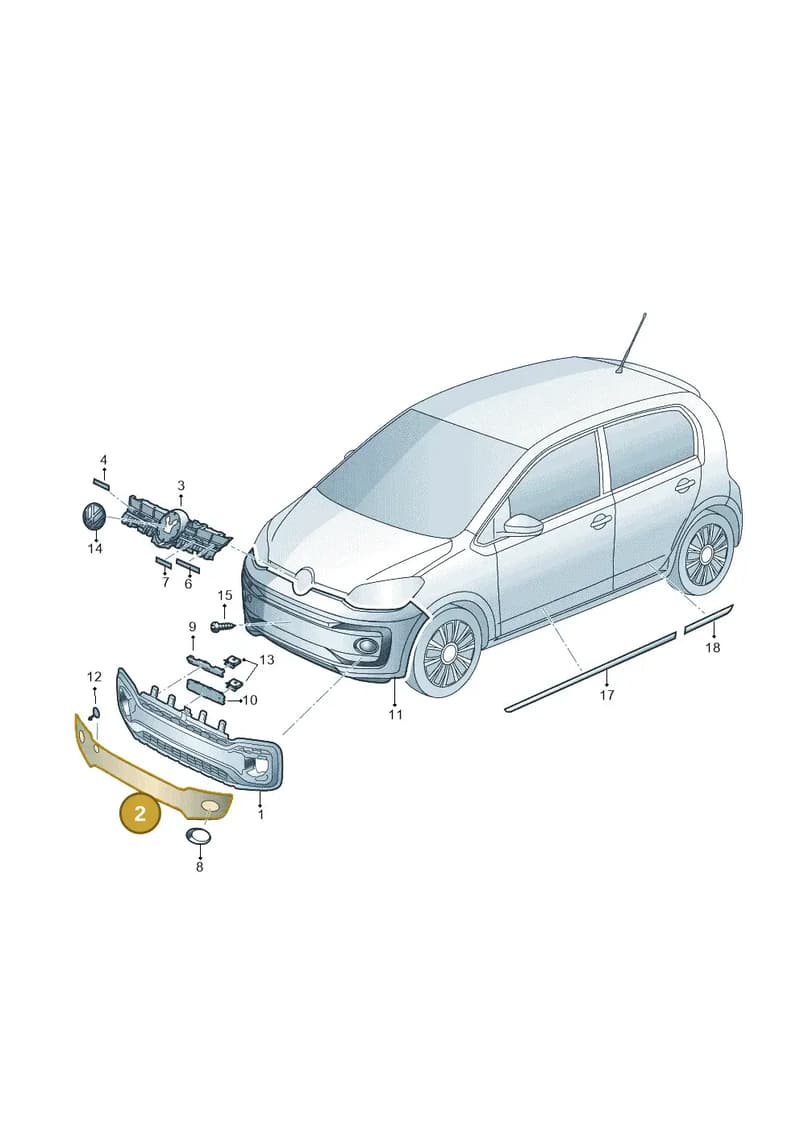 1S0853665AHGRU — Volkswagen up! (2016-2023) diagram 892853000, position 2