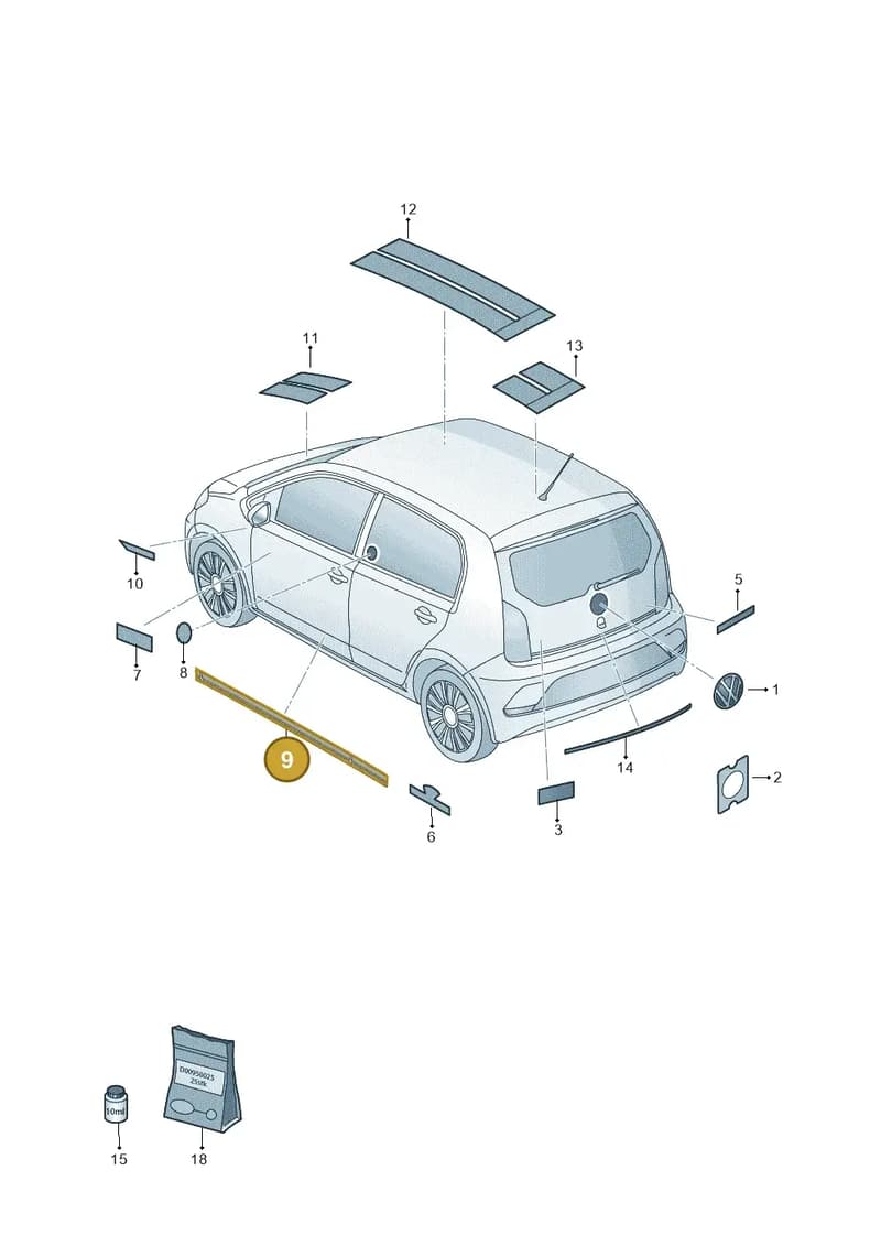 1S3853315K041 — Volkswagen up! (2016-2023) diagram 892853500, position 9