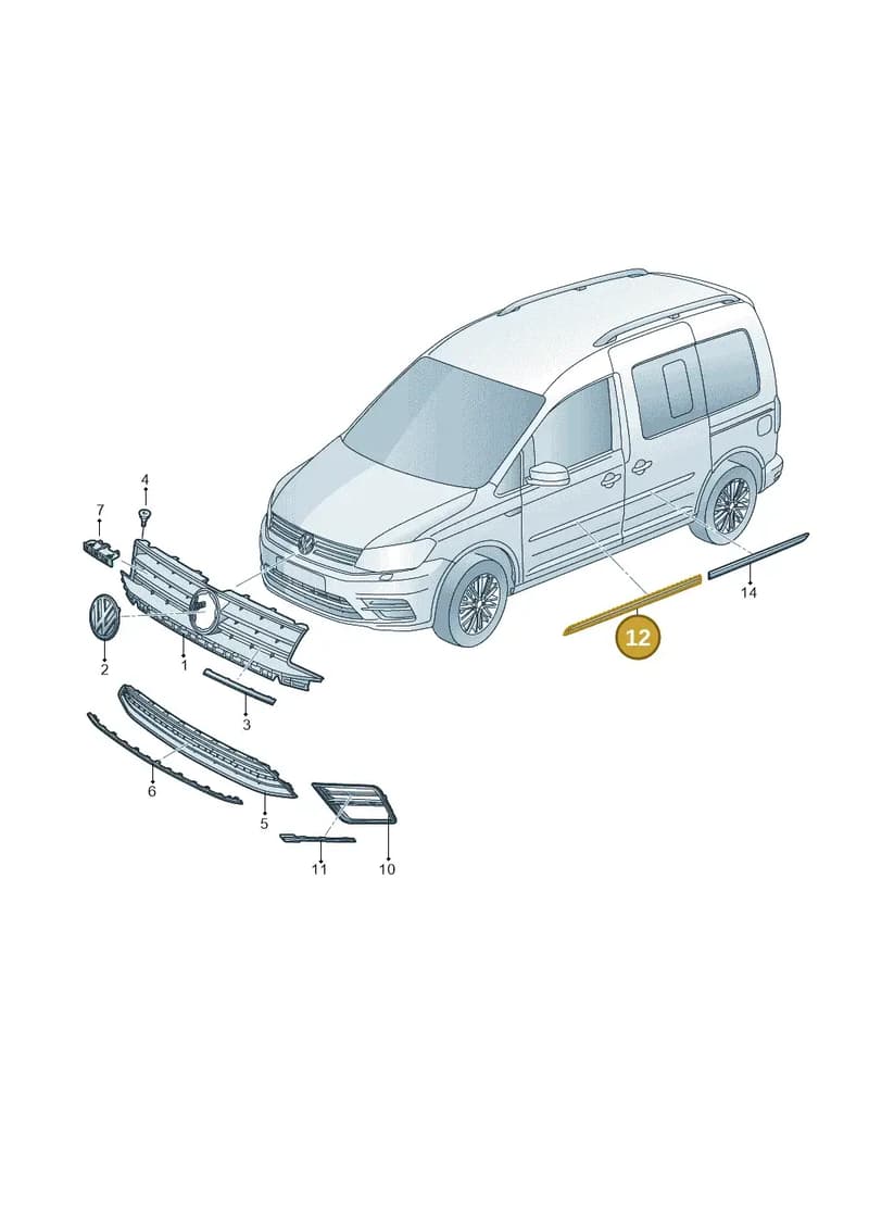 1T0853516GGRU — Volkswagen Caddy (2015-2020) diagram 866853000, position 12