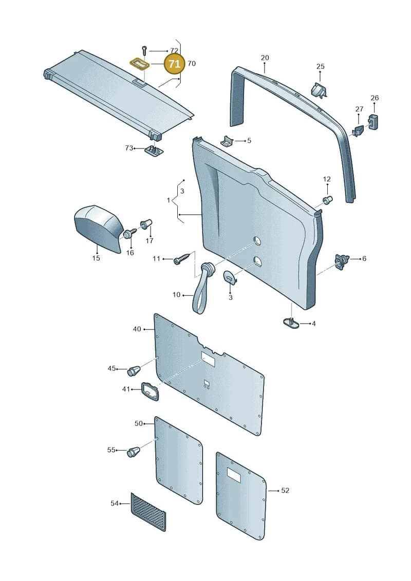 1T0867799A82V — Volkswagen TRANSPORTER (2003-2005) diagram 410867800, position 71