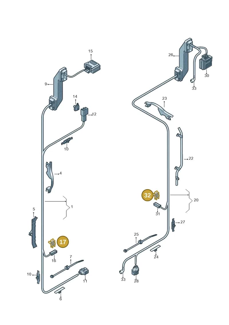1T0971843A — Volkswagen Scirocco 2.0 (2014-2017) diagram 651972820, position 17+32
