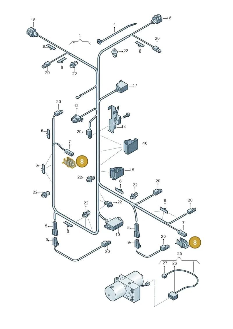 1T0971843A — Volkswagen Eos BlueMotion (2010-2015) diagram 712972310, position 8