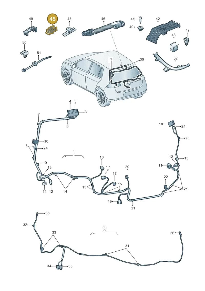 1T0971843A — Volkswagen Golf (2016-2020) diagram 827972860, position 45