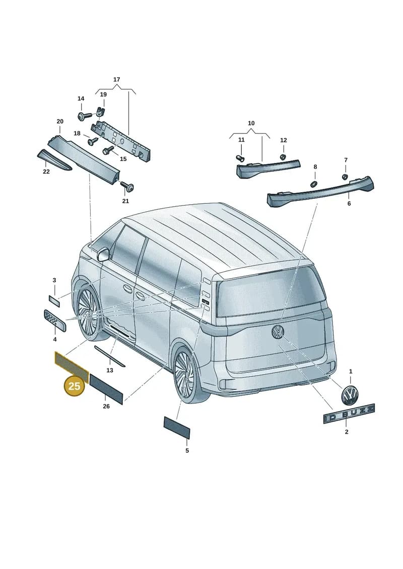 1T3853417ZO5 — Volkswagen ID. Buzz (2022-2025) diagram 15a853350, position 25