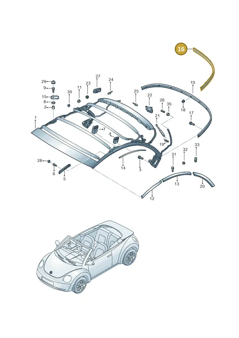 1Y0898435 — Volkswagen New Beetle Cabrio.     06> (2005-) diagram 279871300, position 16