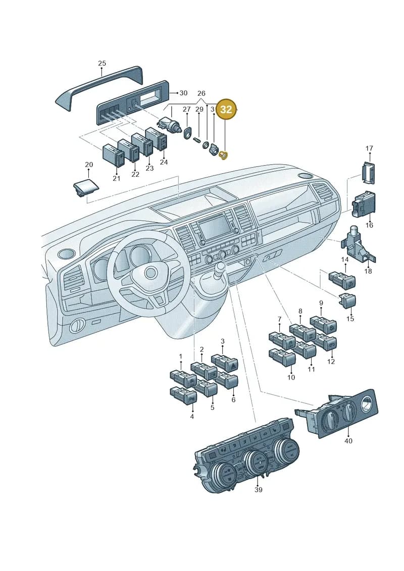 211951299 — Volkswagen Transporter Single Cab (2015-2019) diagram 862941510, position 32