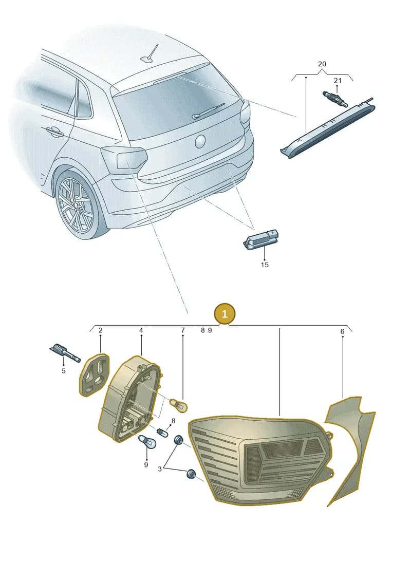 2G0945095B — Volkswagen Polo (2017-2025) diagram 837945000, position 1