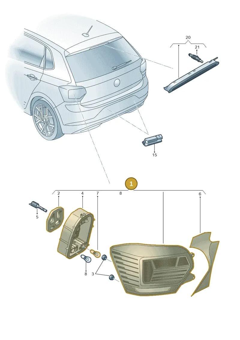 2G0945208B — Volkswagen Polo (2017-2025) diagram 837945100, position 1