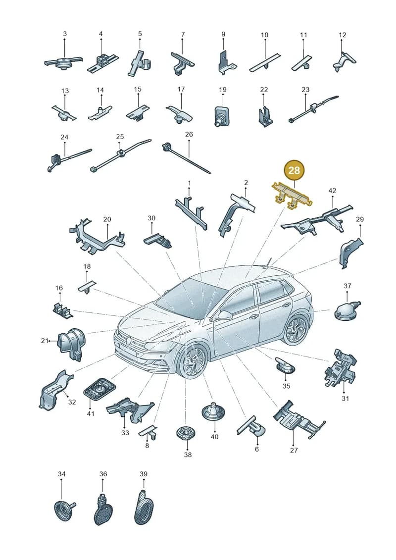 2G0971615B — Volkswagen Polo (2017-2025) diagram 837971830, position 28