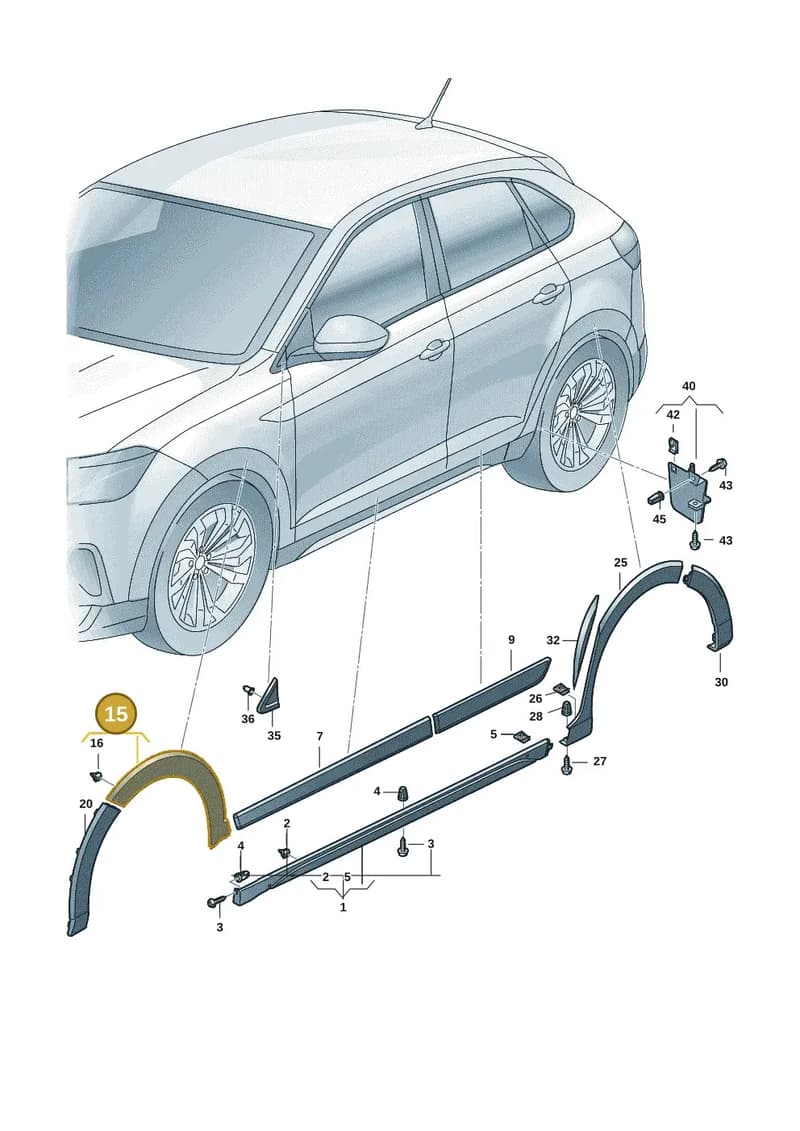 2G7854731A9B9 — Volkswagen Taigo (2021-2025) diagram 2f0853150, position 15