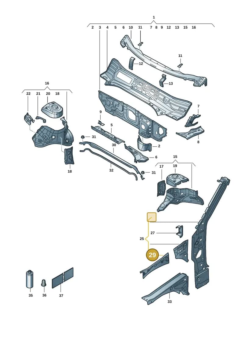 2GA809148 — Volkswagen T-Roc Cabriolet (2019-2025) diagram 2gk805050, position 29