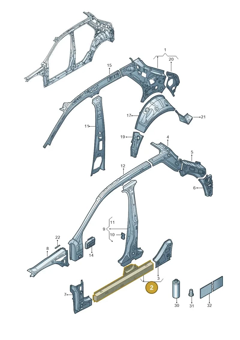 2GA809377 — Volkswagen T-Roc (2017-2025) diagram 813809000, position 2