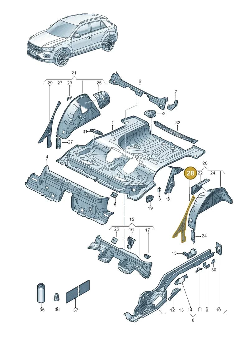 2GA810421 — Volkswagen T-Roc (2017-2025) diagram 813803100, position 28
