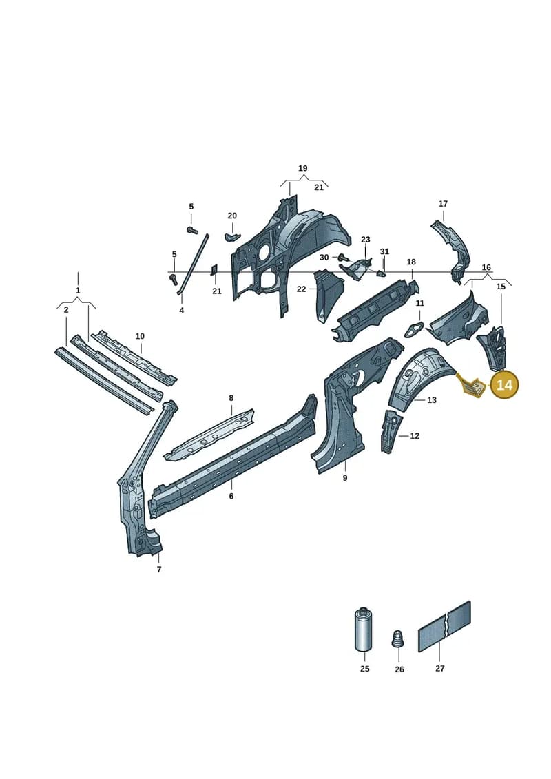 2GA813393 — Volkswagen T-Roc Cabriolet (2019-2025) diagram 2gk809000, position 14