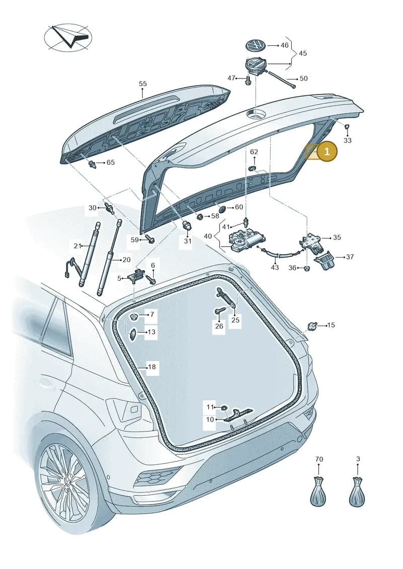 2GA827025A — Volkswagen T-Roc (2017-2025) diagram 813827000, position 1