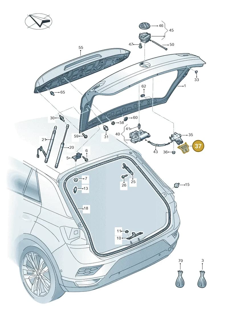 2GA8275209B9 — Volkswagen T-Roc (2017-2025) diagram 813827000, position 37