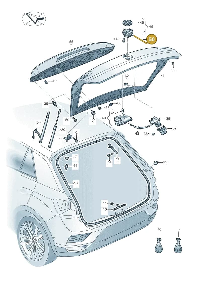 2GA827861A — Volkswagen T-Roc (2017-2025) diagram 813827000, position 50