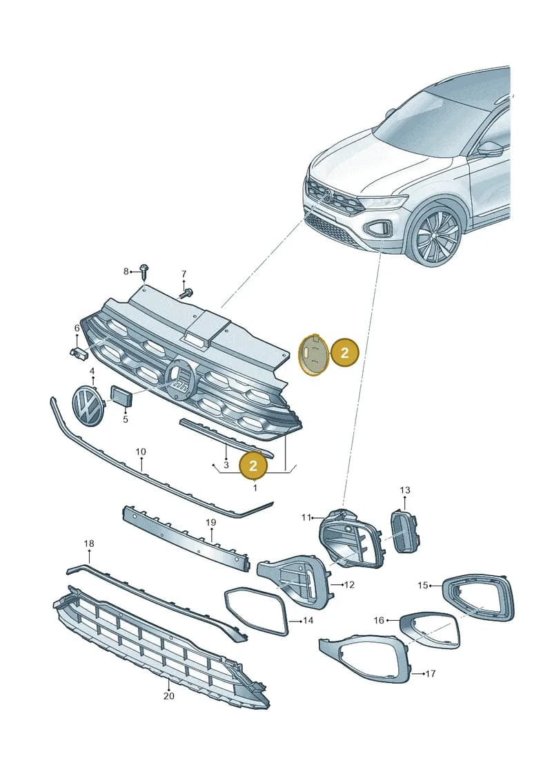 2GA853343A — Volkswagen T-Roc Cabriolet (2019-2025) diagram 813853010, position 2