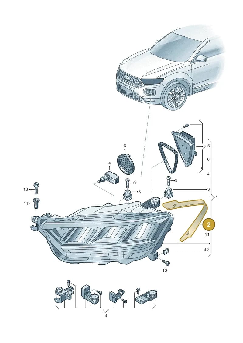 2GA941120A — Volkswagen T-Roc Cabriolet (2019-2025) diagram 813941010, position 2