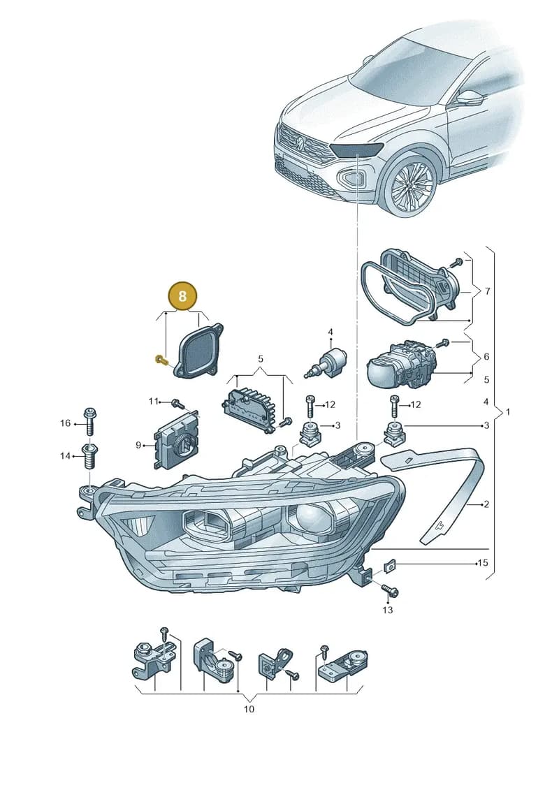 2GA941476G — Volkswagen T-Roc Cabriolet (2019-2025) diagram 813941025, position 8