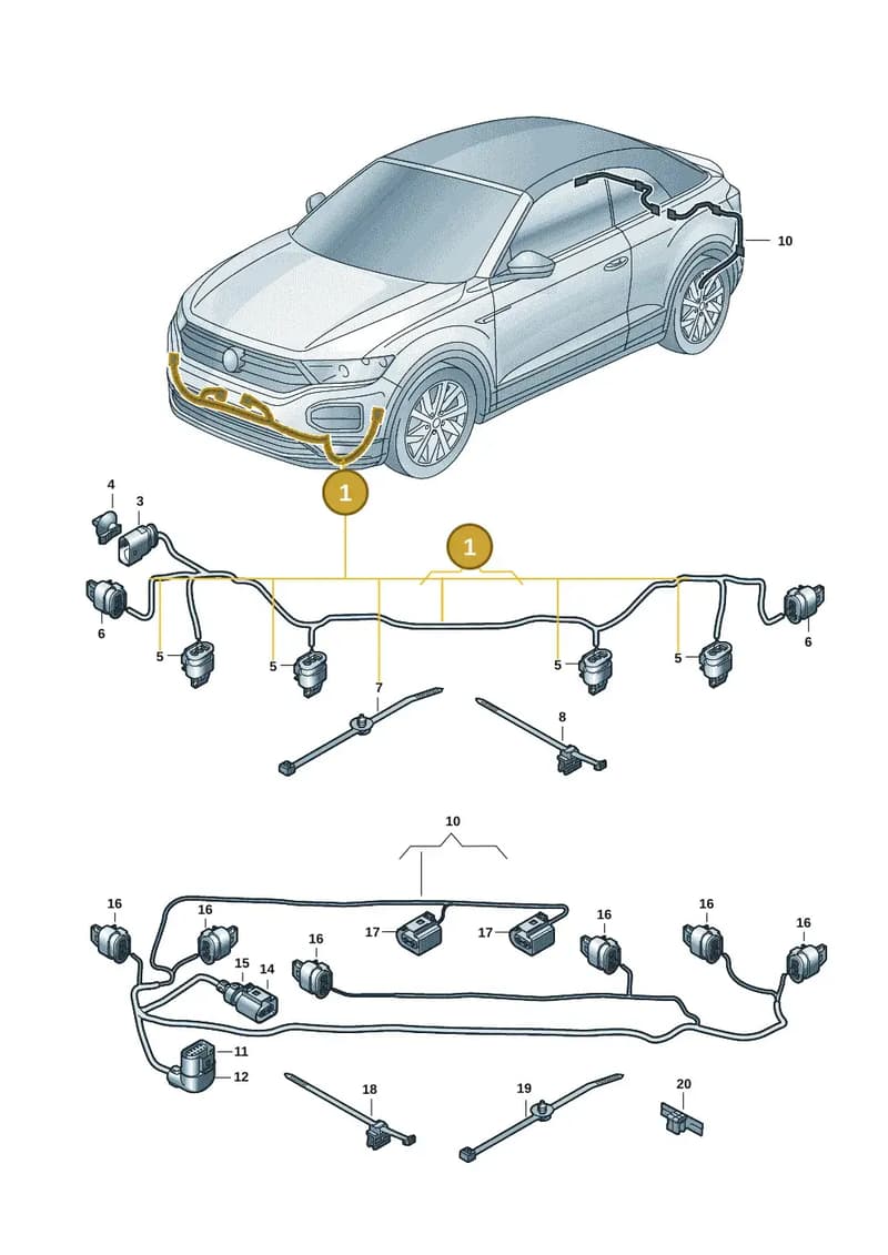 2GA971095F — Volkswagen T-Roc Cabriolet (2019-2025) diagram 2gk971090, position 1