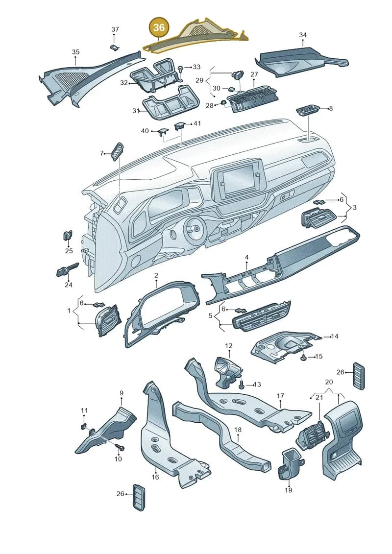2GB819404A9B9 — Volkswagen T-Roc Cabriolet (2019-2025) diagram 813819310, position 36