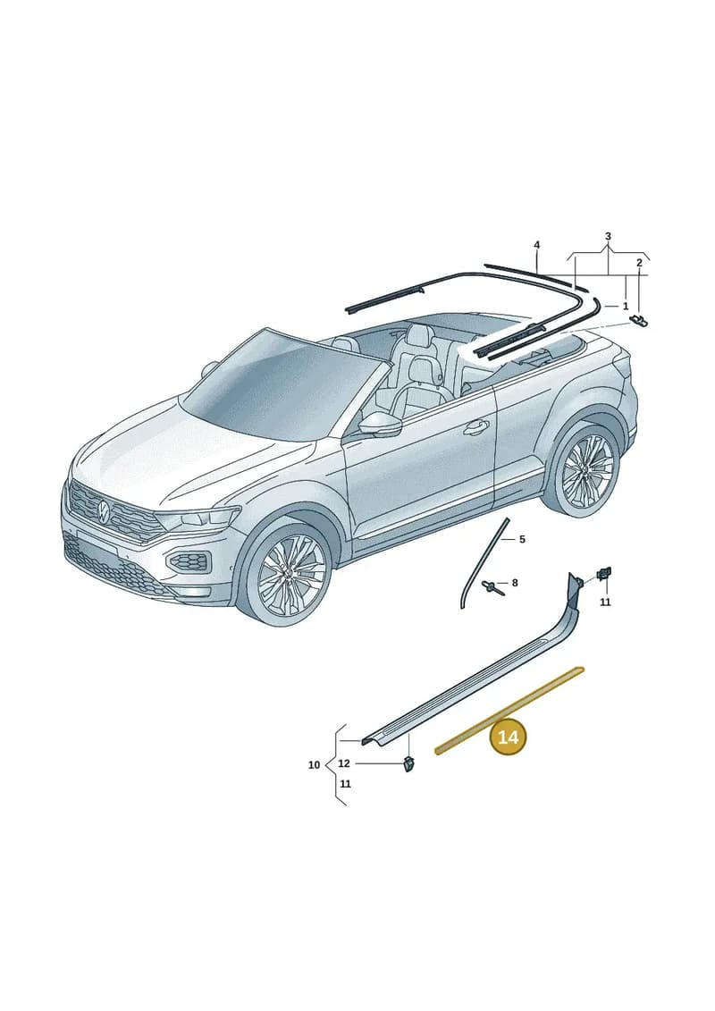 2GC853537B1T7 — Volkswagen T-Roc Cabriolet (2019-2025) diagram 2gk853020, position 14