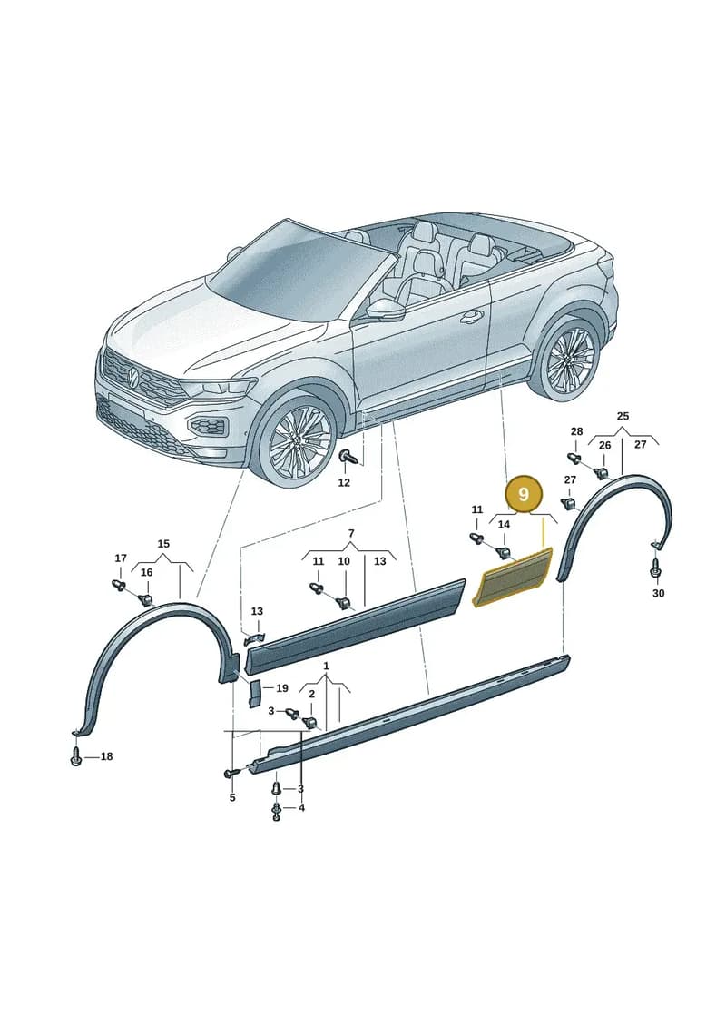 2GC854950AGRU — Volkswagen T-Roc Cabriolet (2019-2025) diagram 2gk853040, position 9