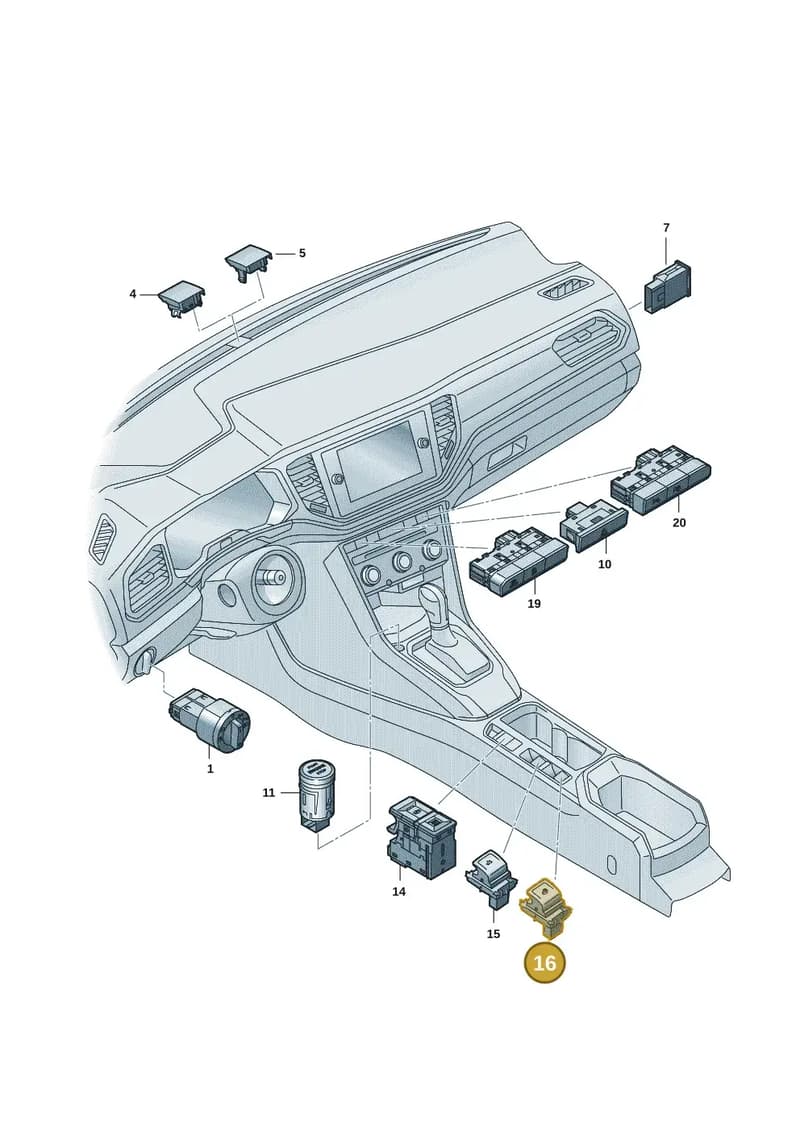 2GC959873WZU — Volkswagen T-Roc Cabriolet (2019-2025) diagram 2gk941050, position 16