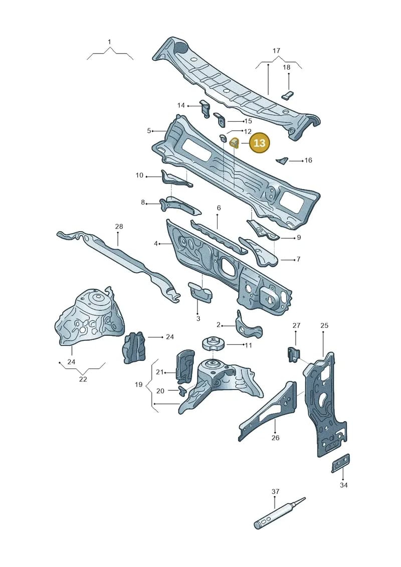 2GM805327 — Volkswagen T-Cross 1,0 (2019-) diagram 581805500, position 13