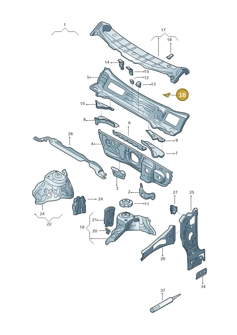 2GM805887 — Volkswagen T-Cross 1,0 (2019-) diagram 581805500, position 16