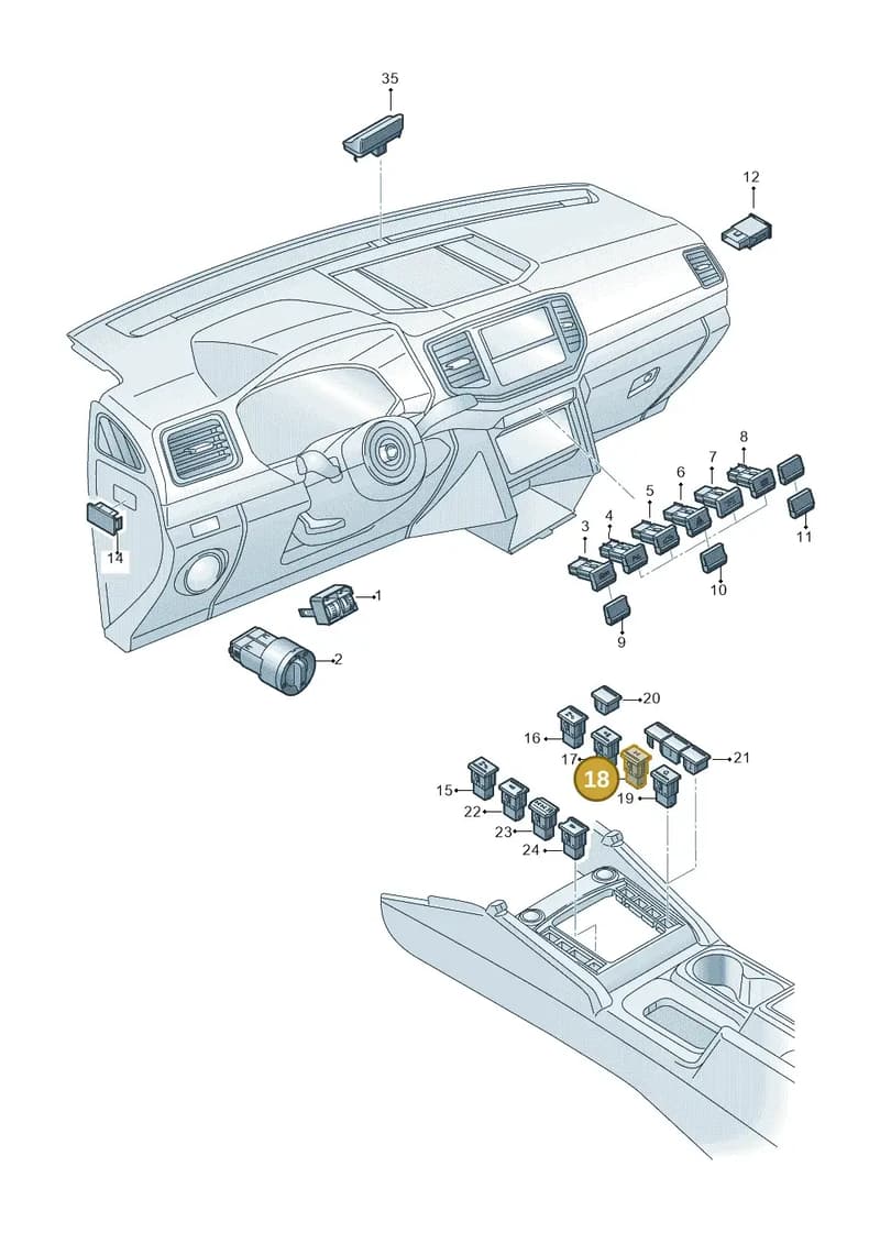 2H1941435DREH — Volkswagen Amarok (2016-2022) diagram 894941500, position 18