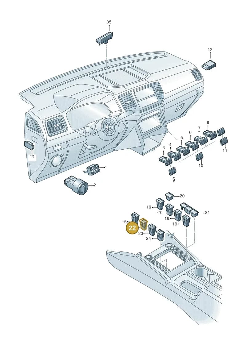 2H2927227FREH — Volkswagen Amarok (2016-2022) diagram 894941500, position 22